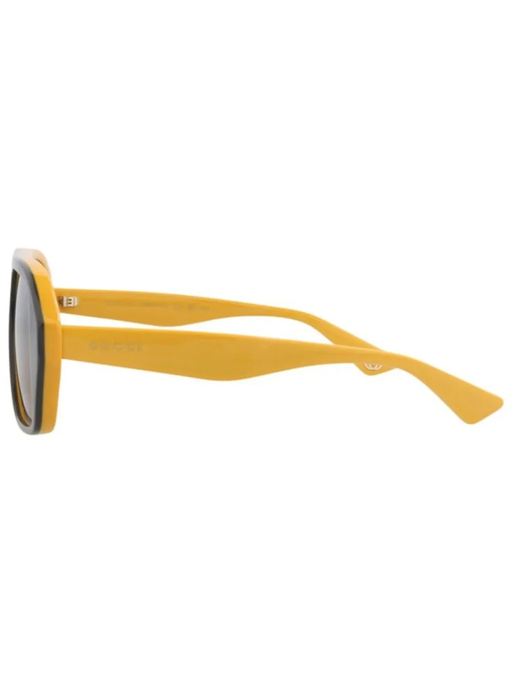 New Gucci Women's Sunglasses Aviator Recycled Acetate Frame Mens Grey Yellow